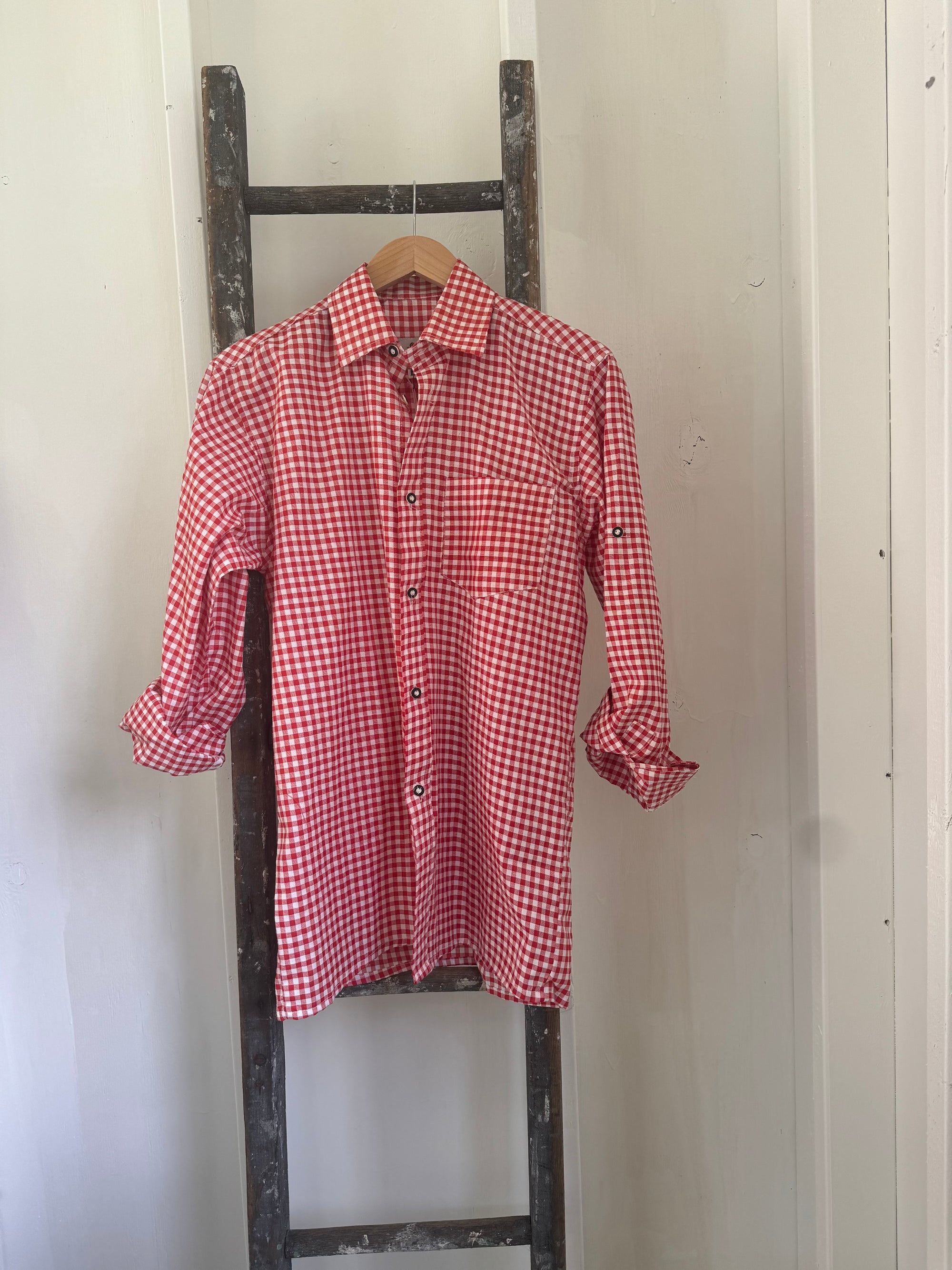 Vintage Cotton Gingham Shirt - Red