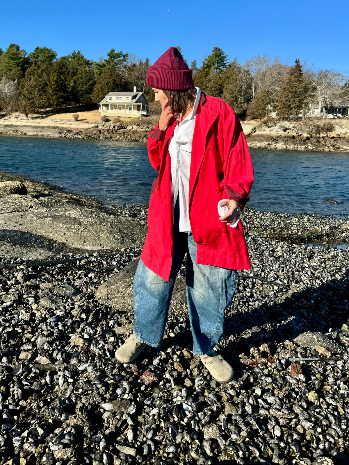 Vintage Red Trench Coat