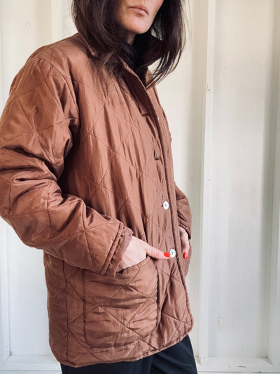 Vintage Quilted Coat - Walnut