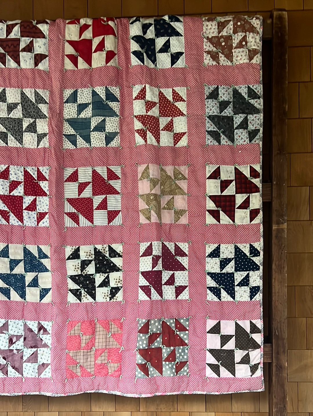 Vintage Handmade Triangles Quilt hot