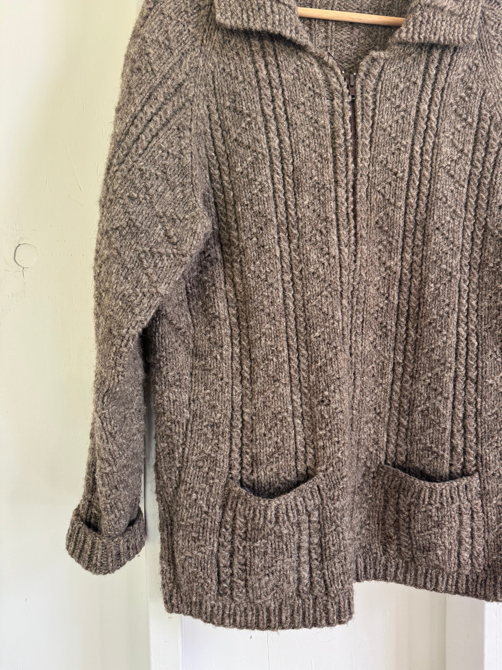 Vintage Fisherman's Zip Up Sweater - Grey