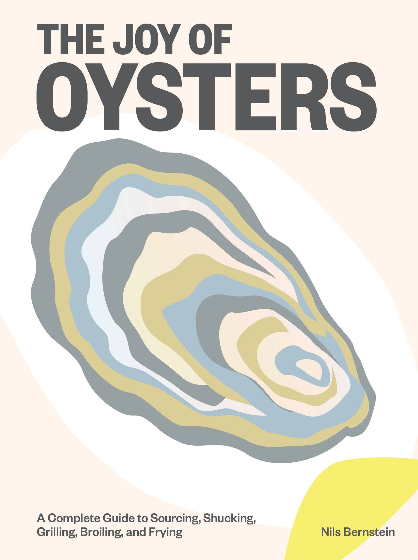 Book cover of 'The Joy of Oysters' with a stylized oyster illustration on a beige background.