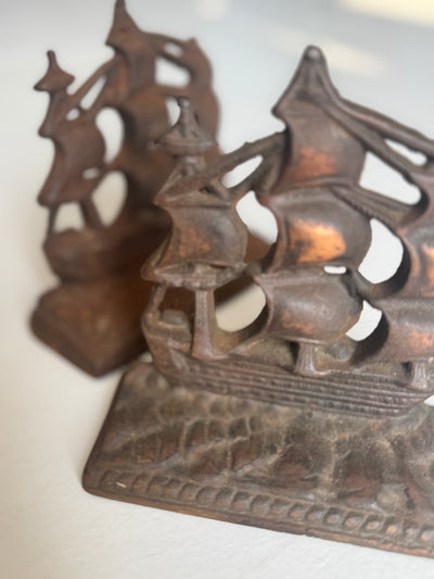Vintage Aluminum Clipper Ship Book Ends