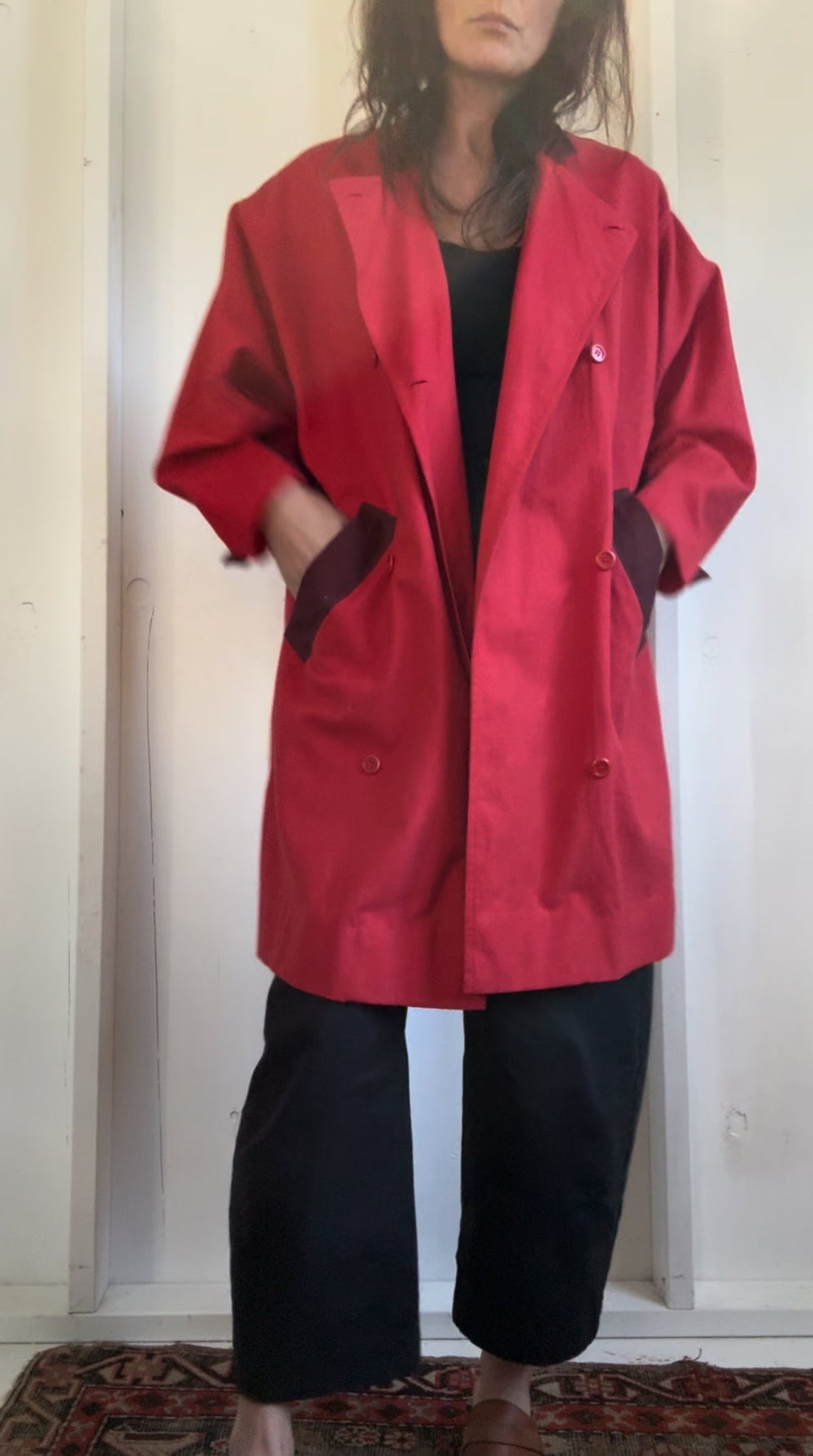 Vintage Red Trench Coat