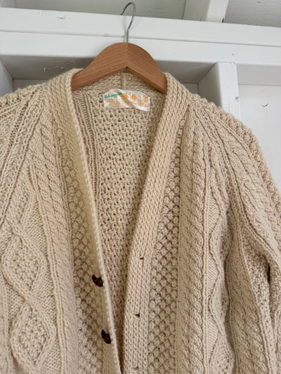 Vintage Wool Fisherman's Sweater - V Neck Cardigan