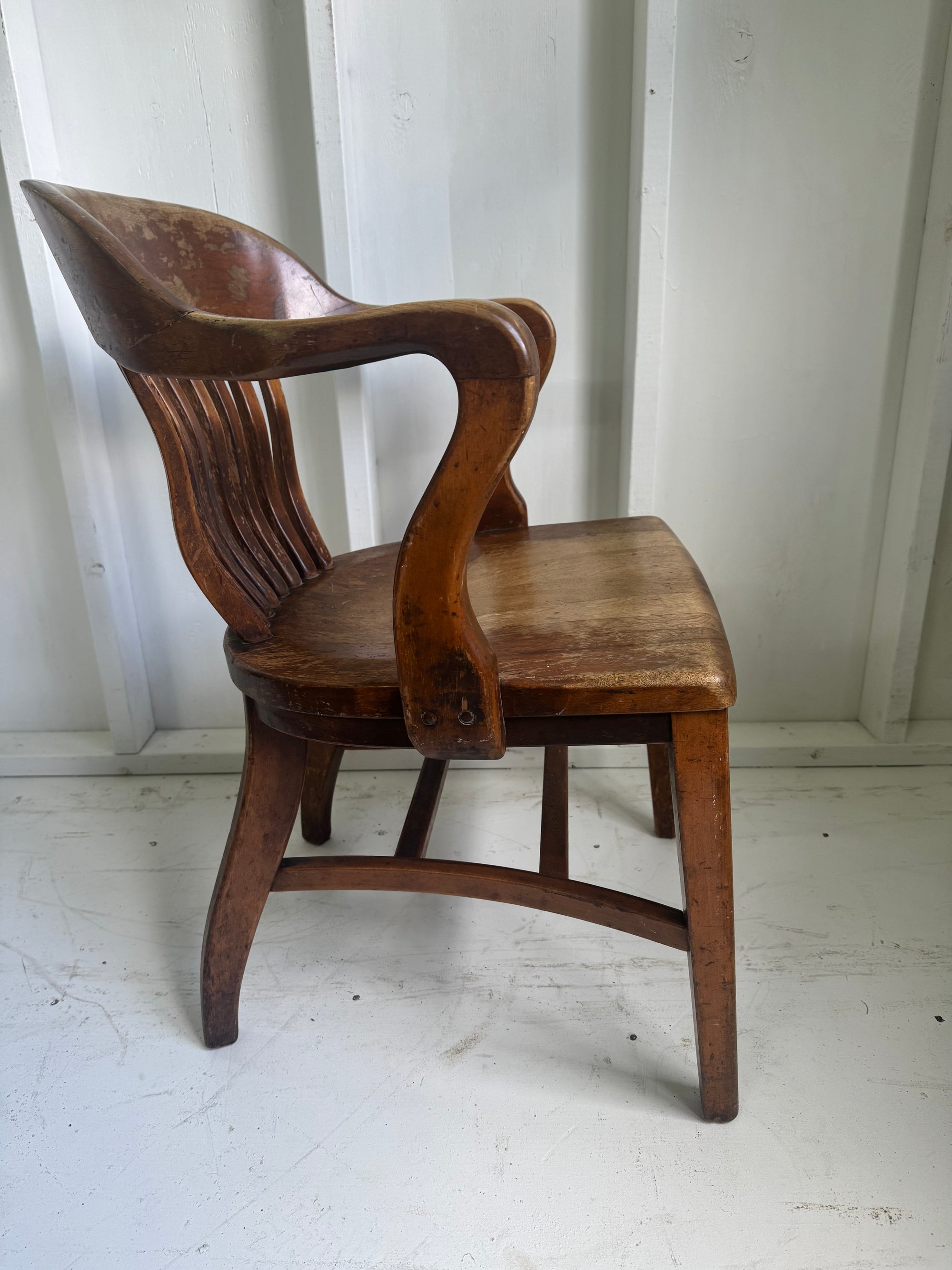 Vintage Walnut Banker Chair