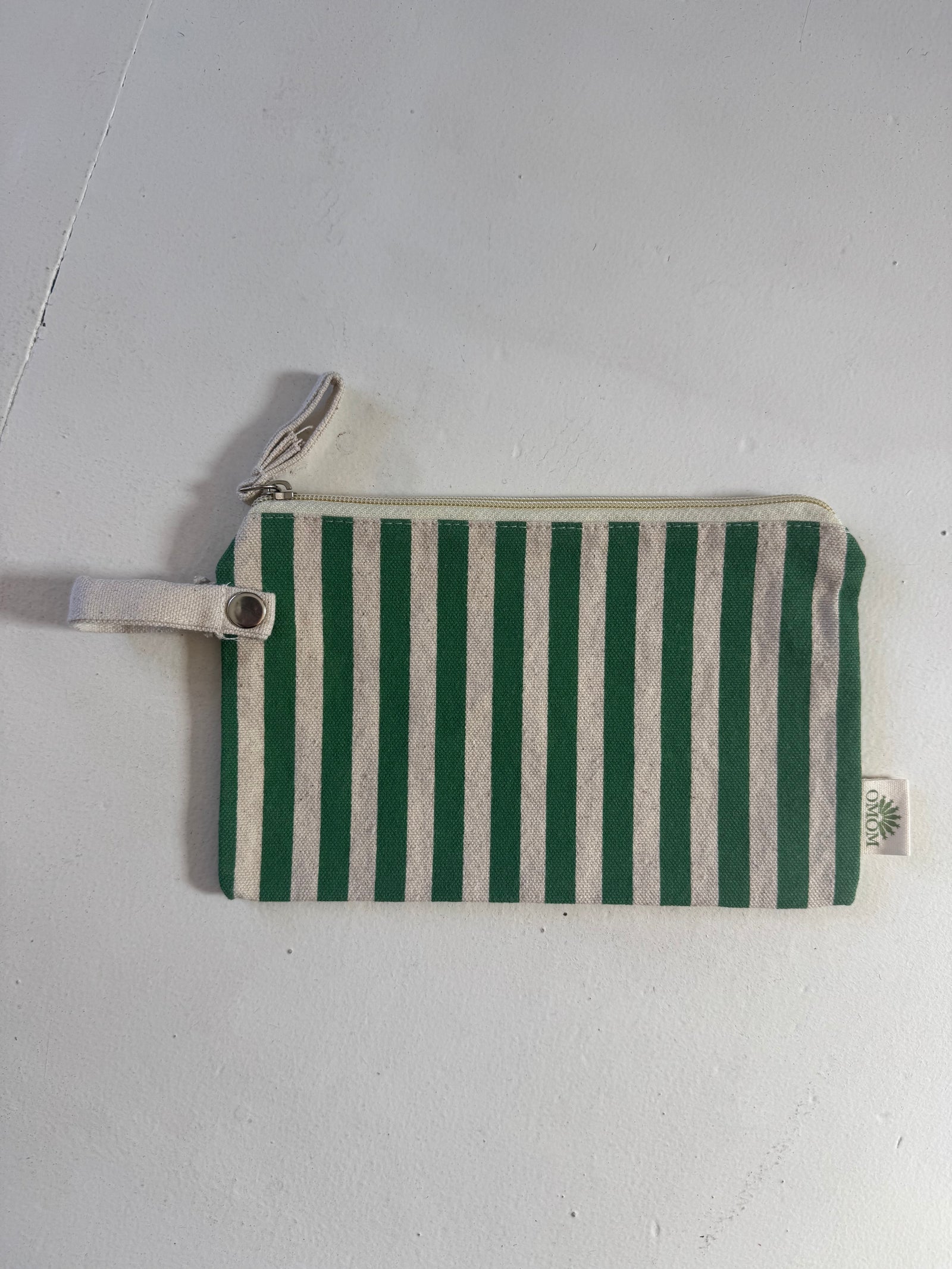 Organic Zip Pocket - Green Stripes