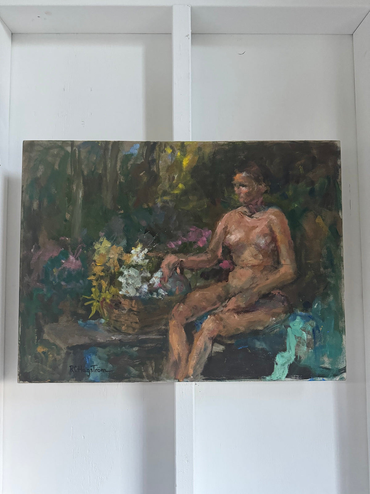 Vintage Painting: Woman + Flowers