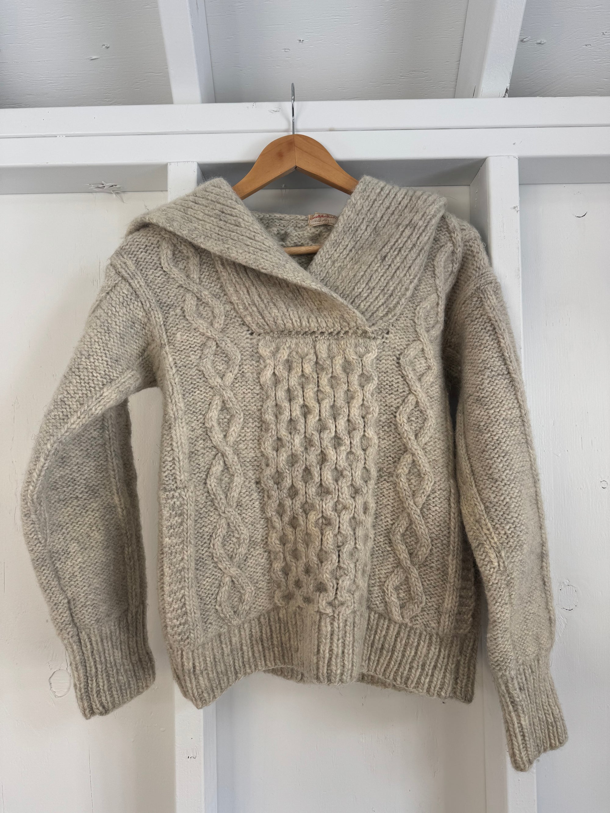 Vintage Hooded Fisherman's Sweater - Oatmeal