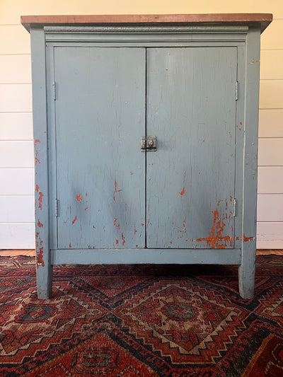 Antique Painted Blue Cabinet