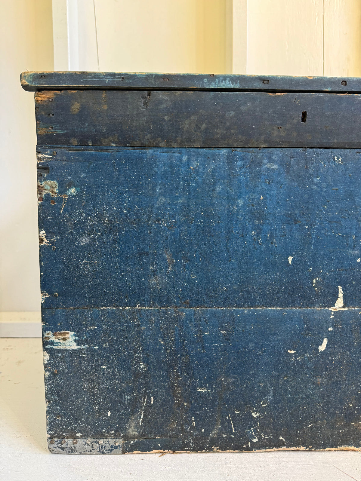 Antique Wood Chest - Marine Blue