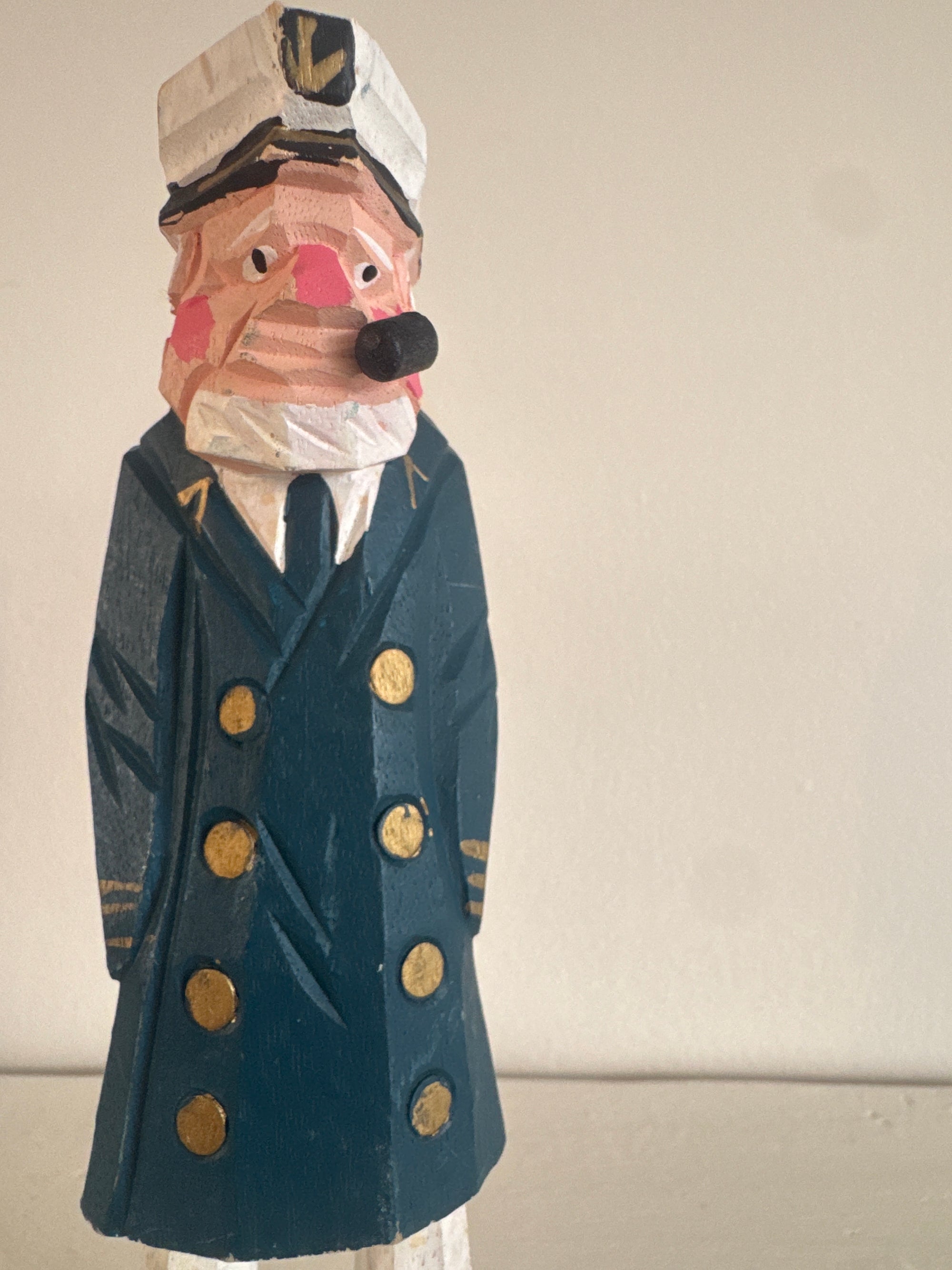 Vintage Handcarved Fisherman - Navy Peacoat