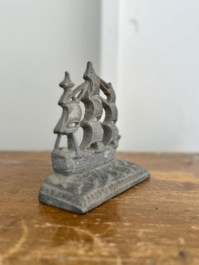 Vintage Aluminum Clipper Ship Book End