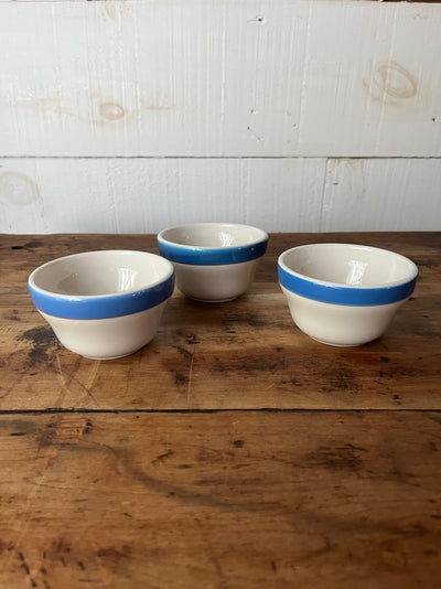 Vintage Ironstone Bowls - Blue Stripe