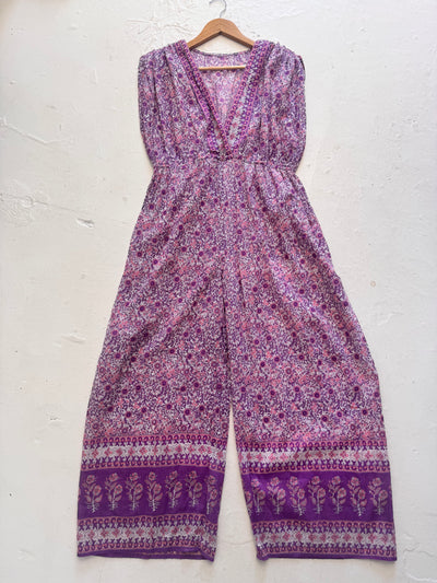 VTG Purple Block Print Jumpsuit - Made in India