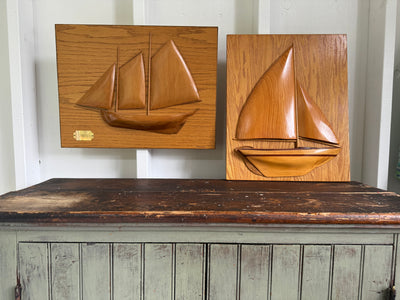 photo of a Vintage Essex Wooden Sailboat Plaque