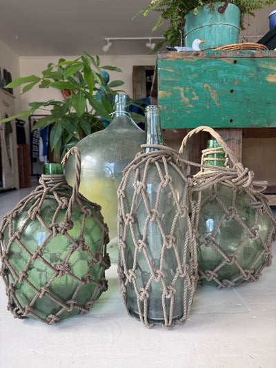 Antique Bottle Jug Demijohn Nautical Macrame