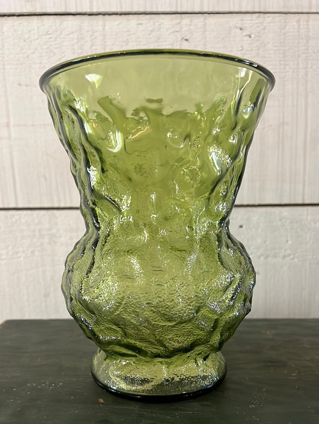 Vintage Crinkle Glass Vase - wide