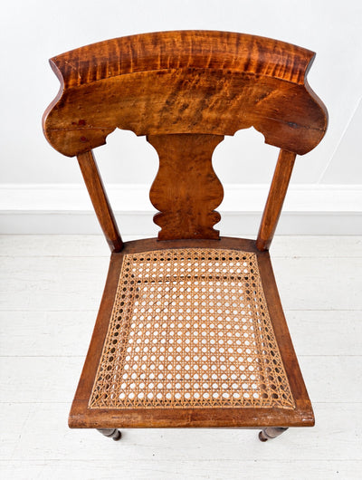 Antique Figured Maple Cane-Seat Dining Chairs -Set of 8
