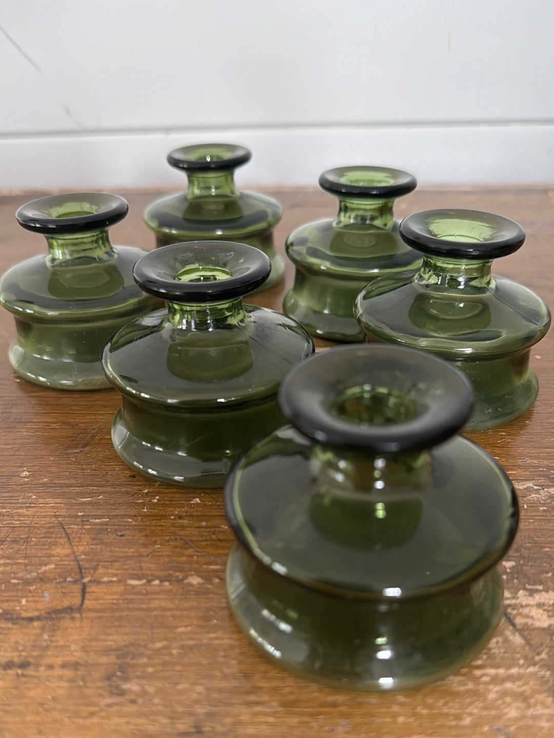 Vintage Danish Modern Dansk Glass Candle Holders