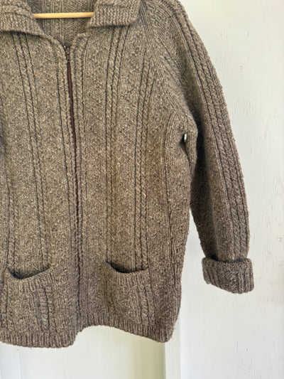 Vintage Fisherman's Zip Up Sweater - Grey