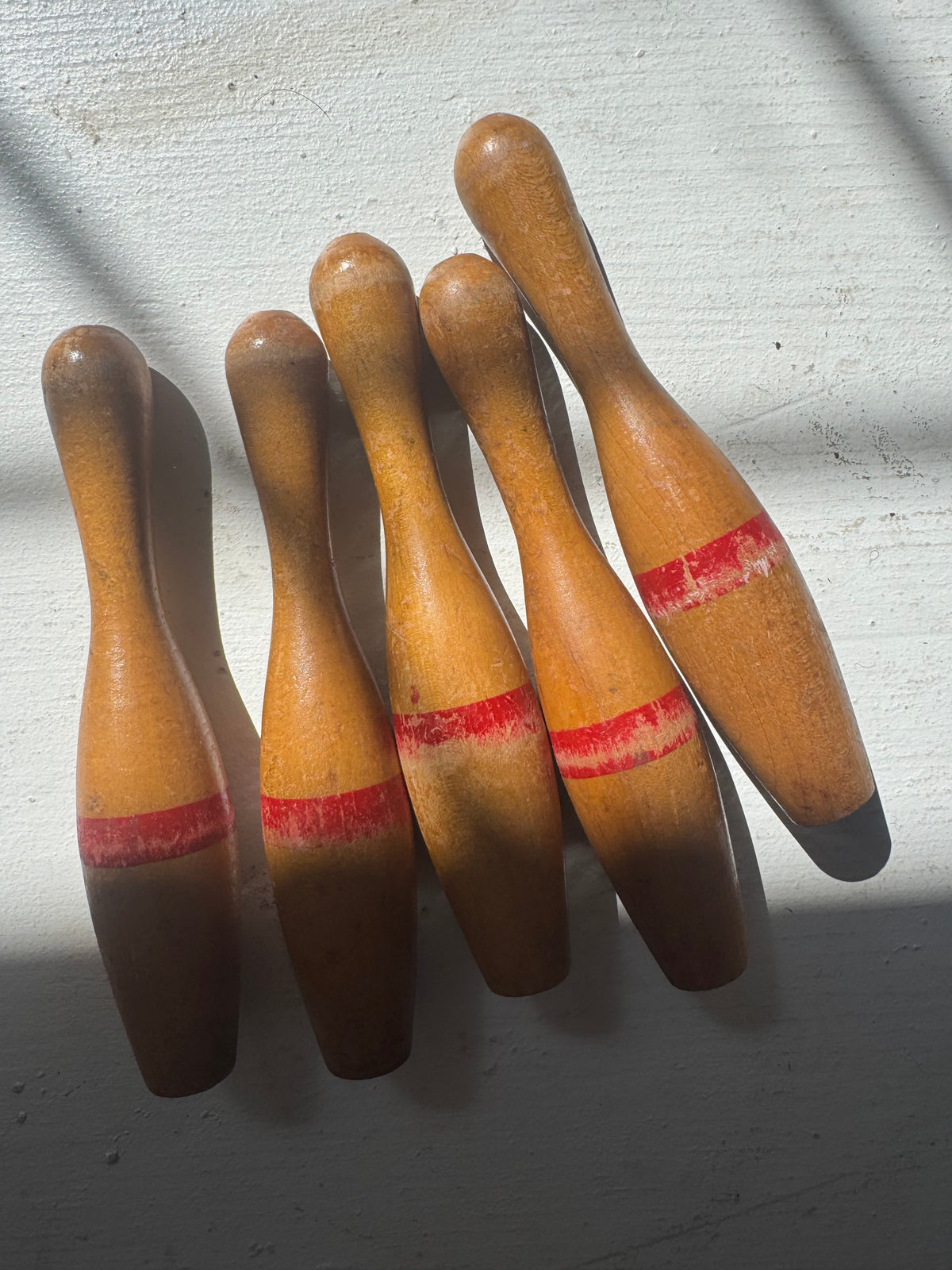 Set of 5 Wood Bowling Pins
