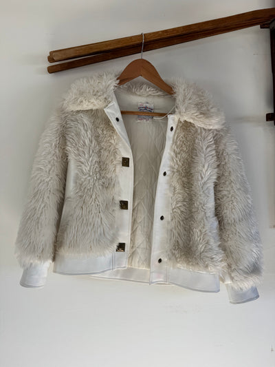 Vintage Rainbow Coat White Shearling Coat