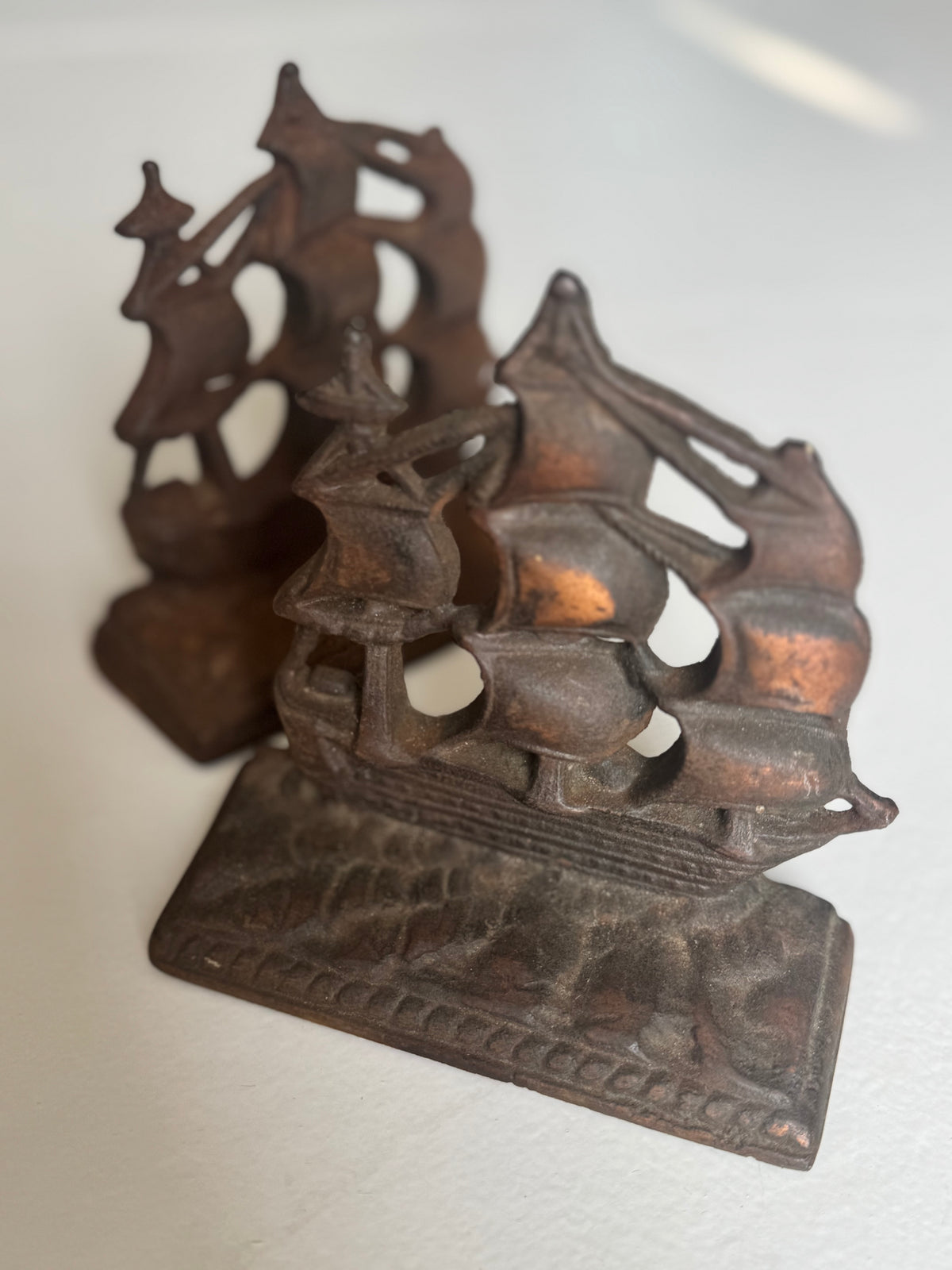 Vintage Aluminum Clipper Ship Book Ends