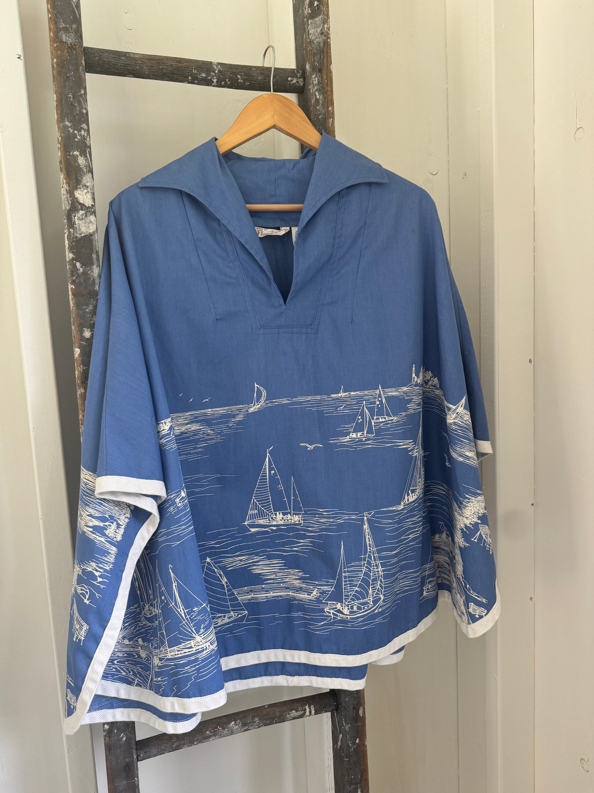 Vintage 70s Sailboat Poncho