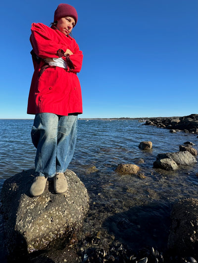 Vintage Red Trench Coat