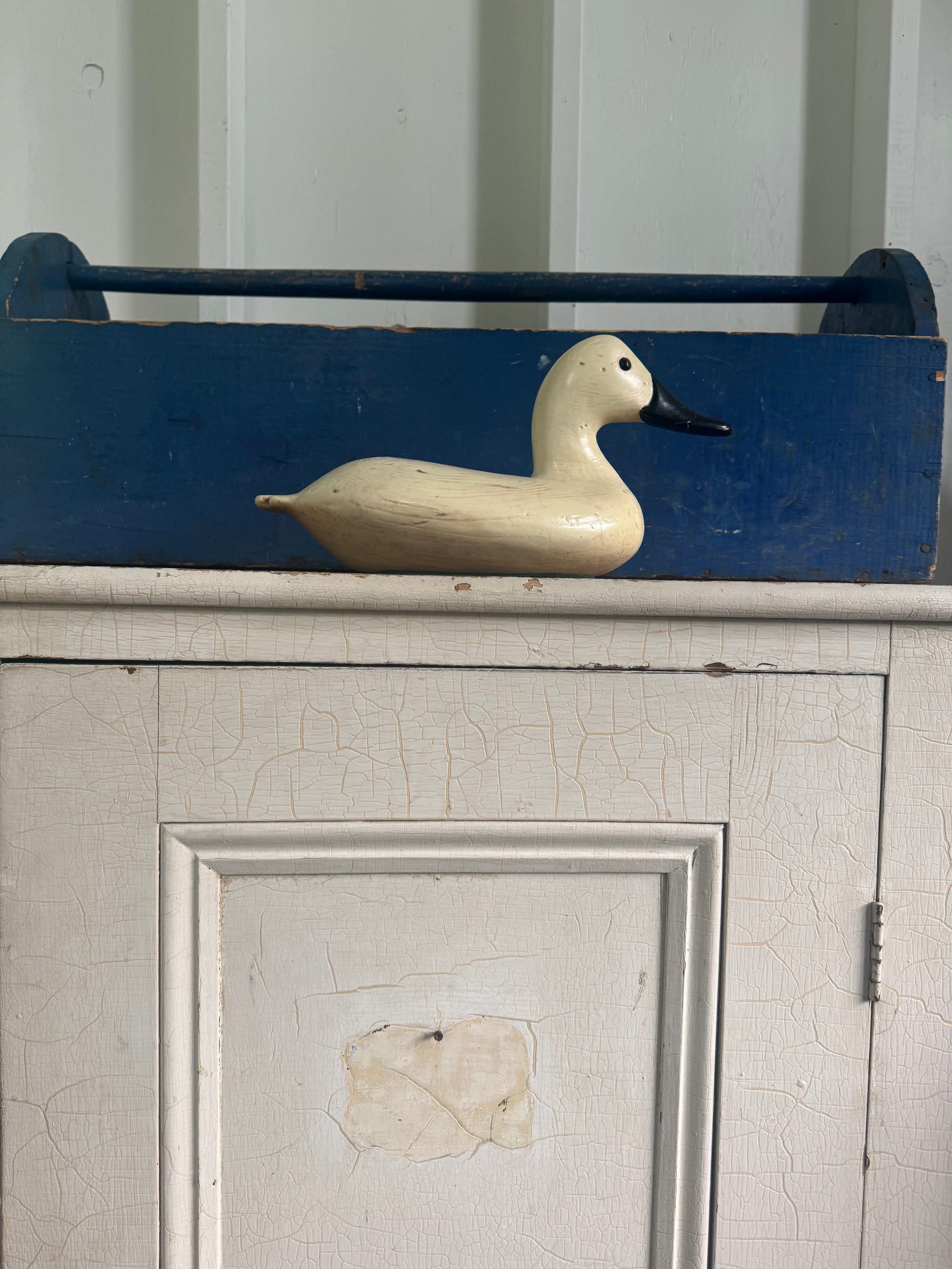 Vintage Wood Tool Caddy - Blue