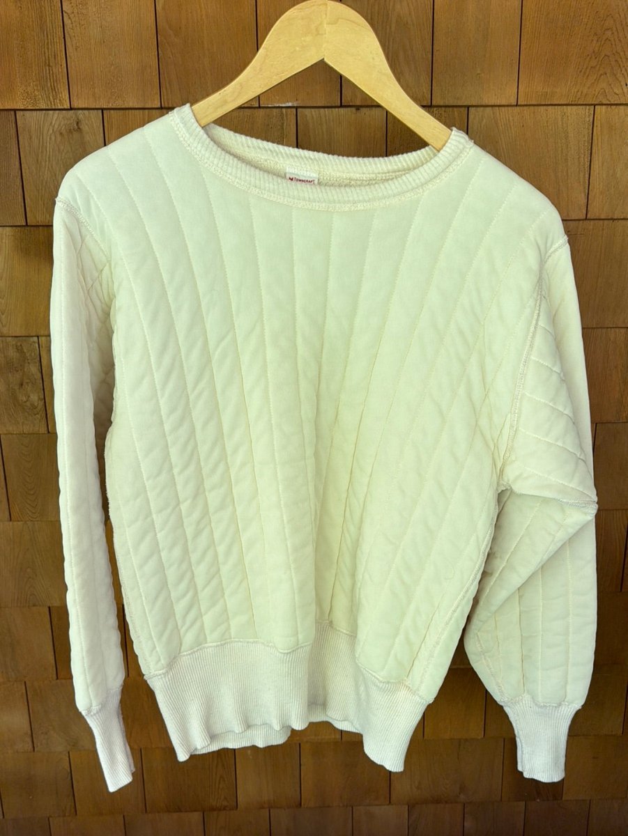 60s Maritime Clothing Co. Quilted Thermal Sweatshirt - Ivory - Diamonds & Rust