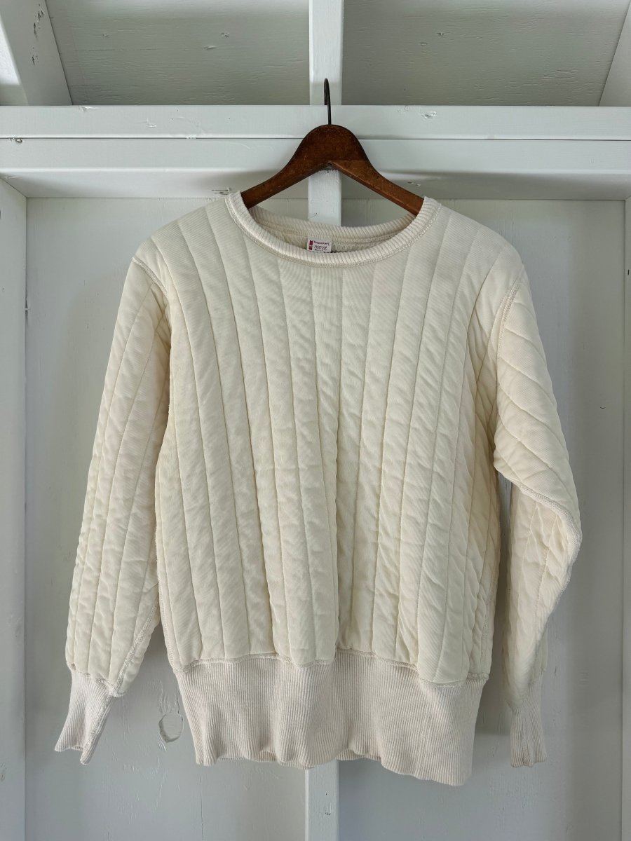 60s Maritime Clothing Co. Quilted Thermal Sweatshirt - Ivory - Diamonds & Rust