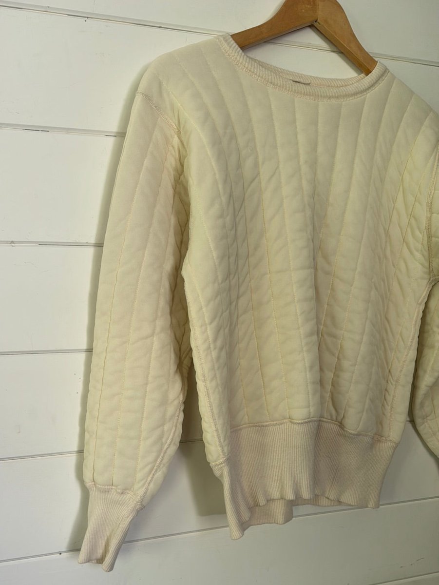 60s Maritime Clothing Co. Quilted Thermal Sweatshirt - Ivory - Diamonds & Rust