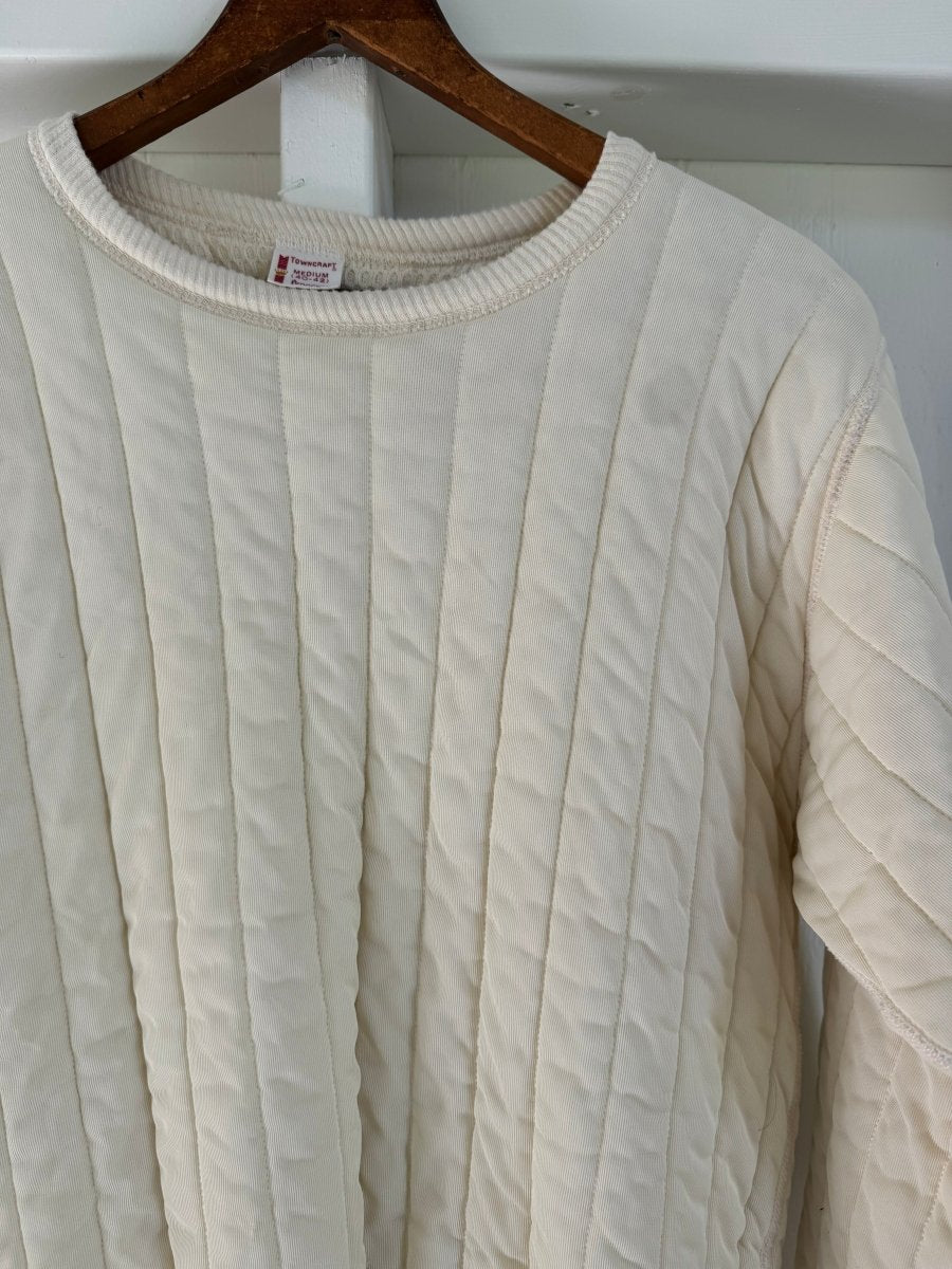 60s Maritime Clothing Co. Quilted Thermal Sweatshirt - Ivory - Diamonds & Rust