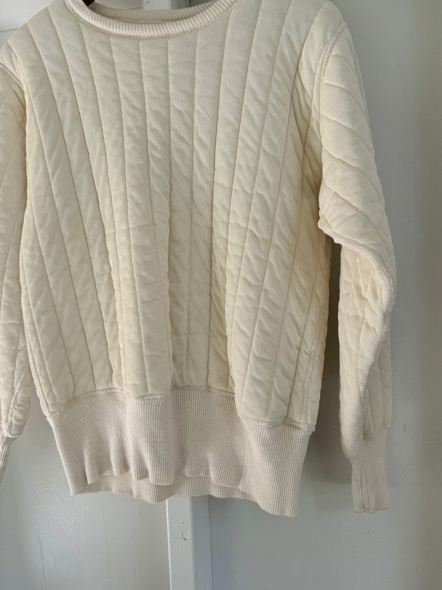 60s Maritime Clothing Co. Quilted Thermal Sweatshirt - Ivory - Diamonds & Rust