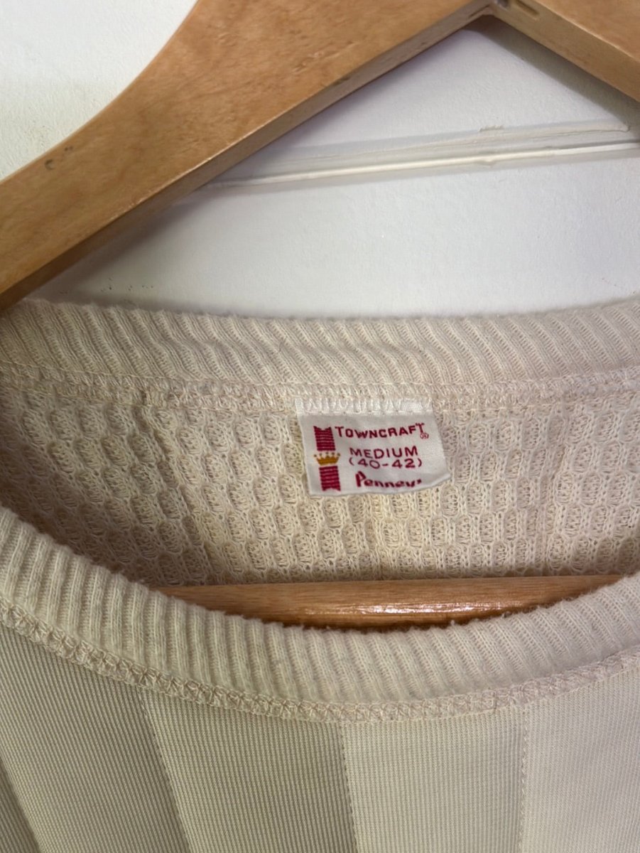 60s Maritime Clothing Co. Quilted Thermal Sweatshirt - Ivory - Diamonds & Rust
