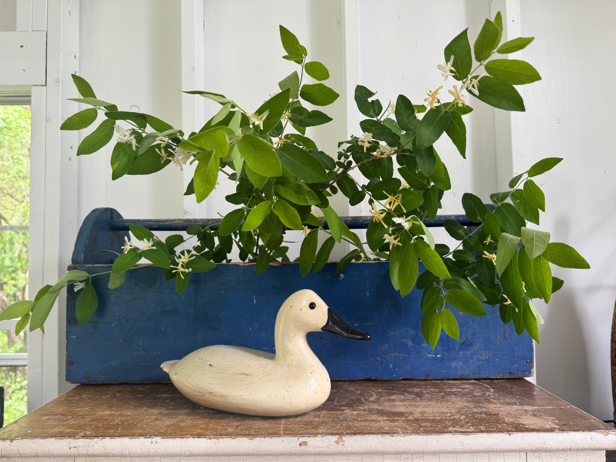 Vintage Wood Tool Caddy - Blue