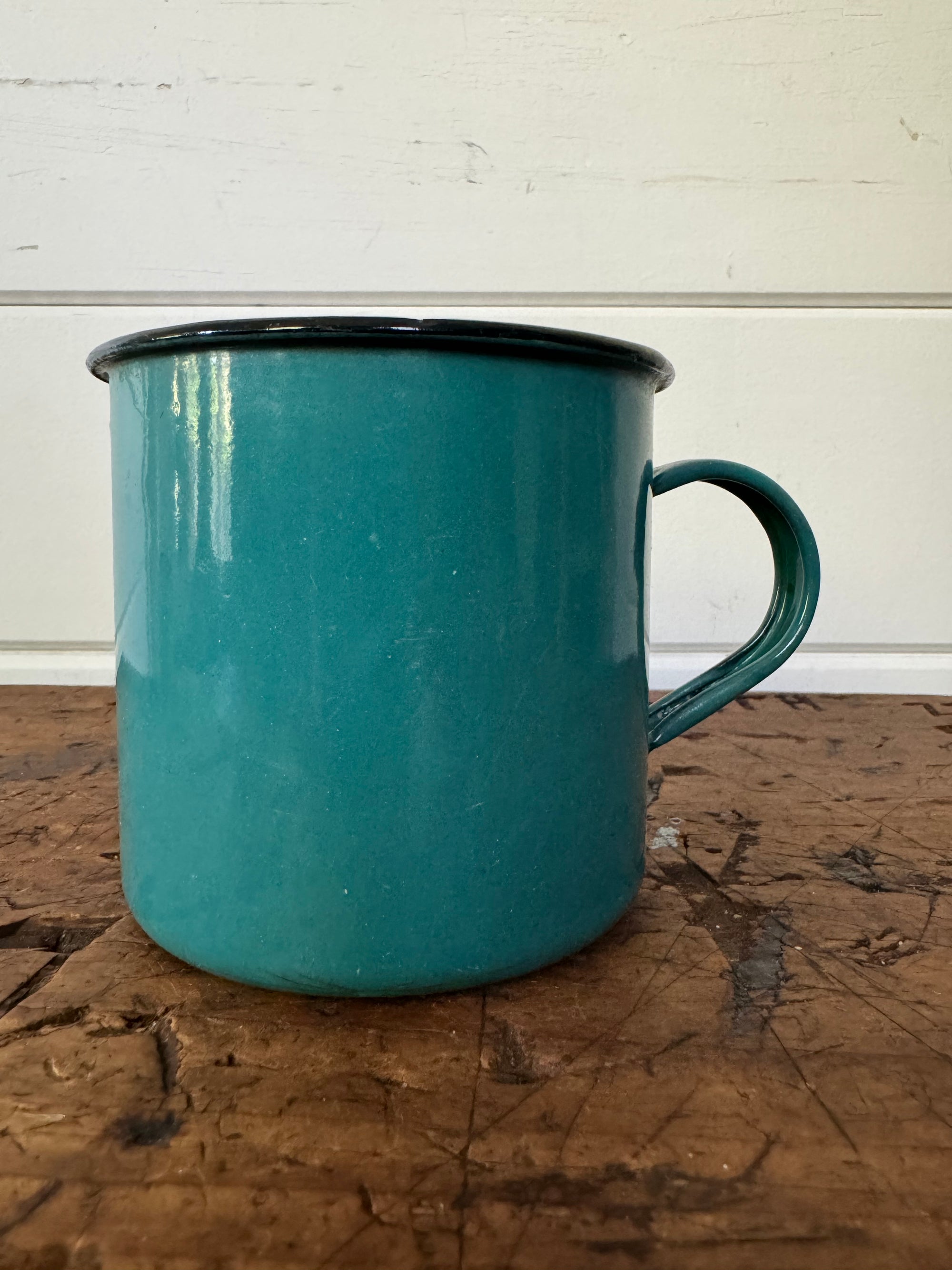 Vintage Enamel Mug 14oz Teal