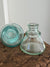 Vintage Blue Glass Ink Well / Tiny Vase - Pair