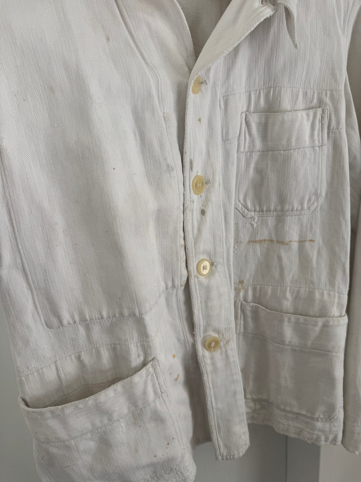 Vintage White Ripstop Chore Coat