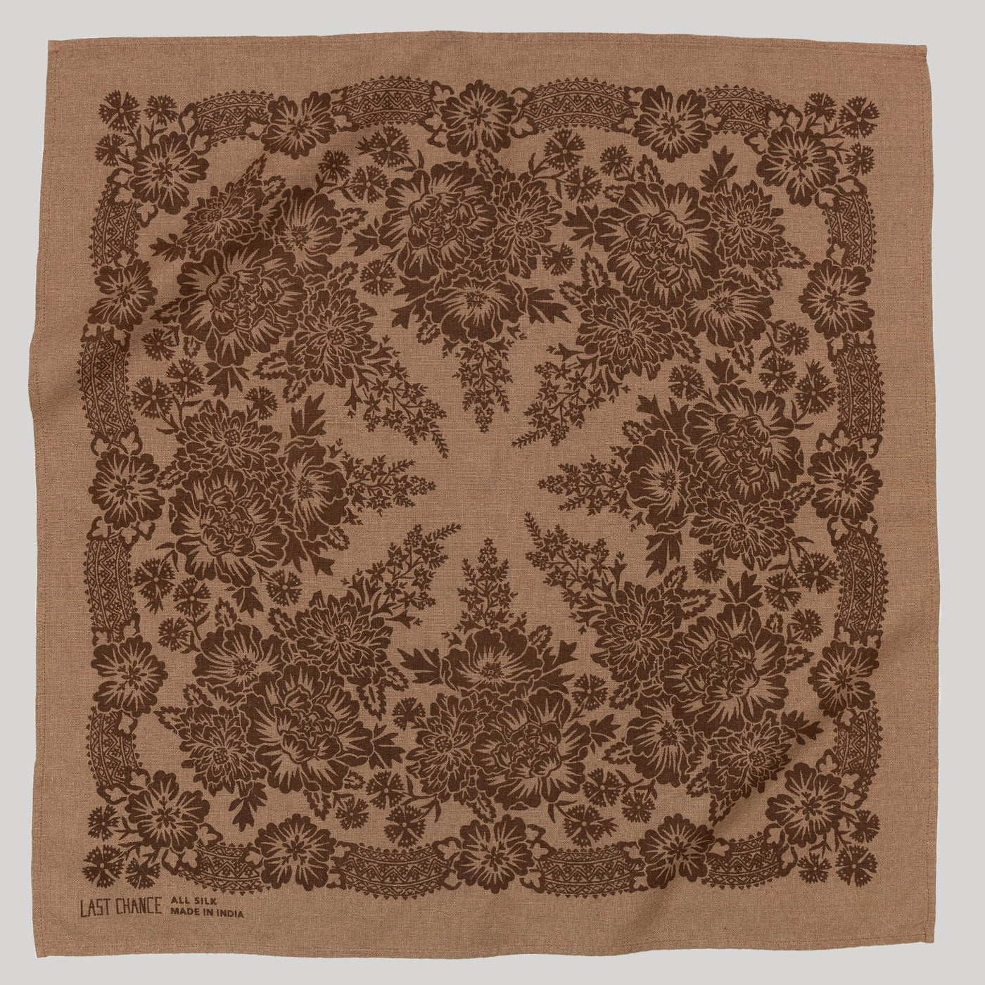 Natural Dye Silk Bandana - Brazil Nut Brown