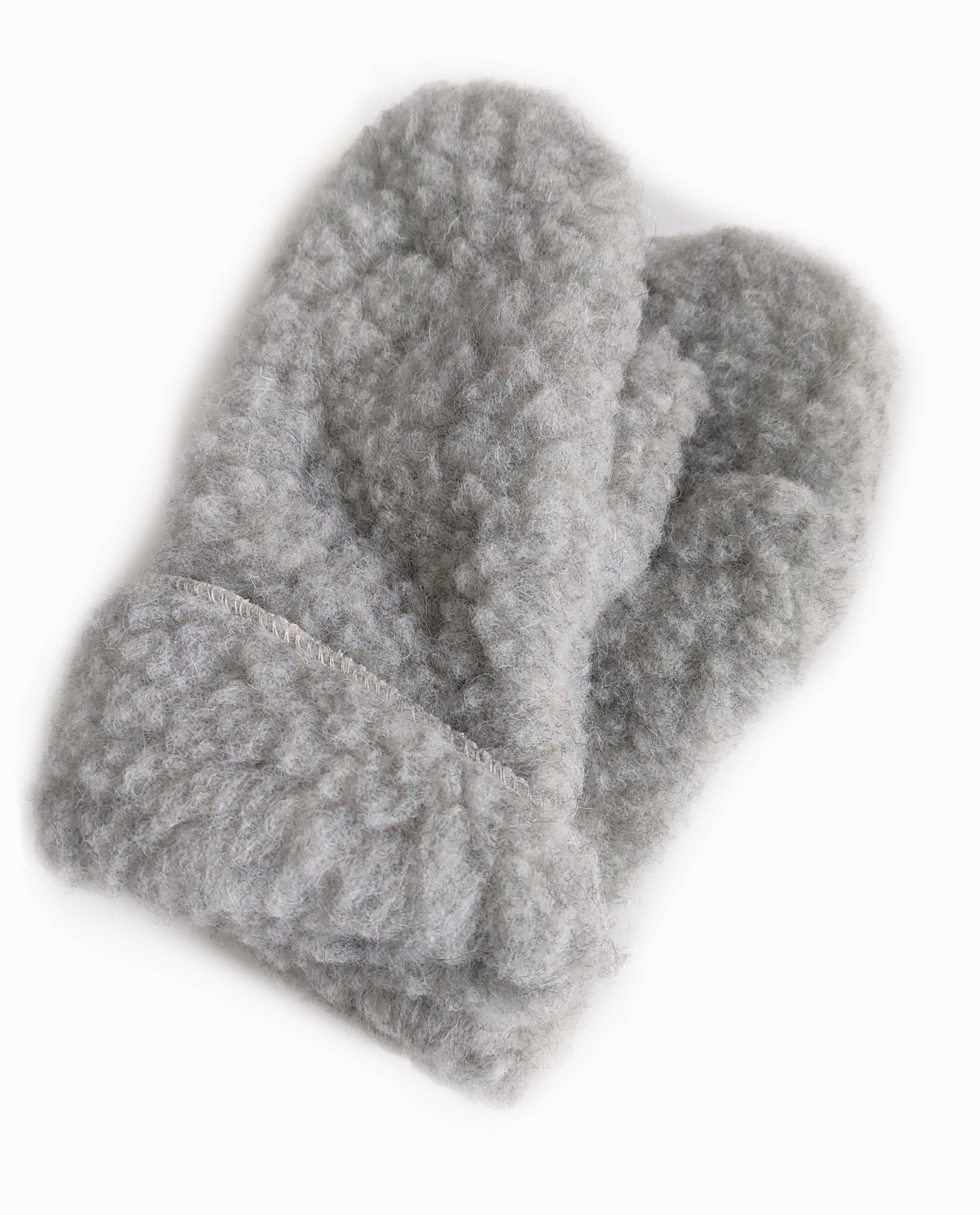 Warm 100% Wool Winter Mittens, All Natural: Cream