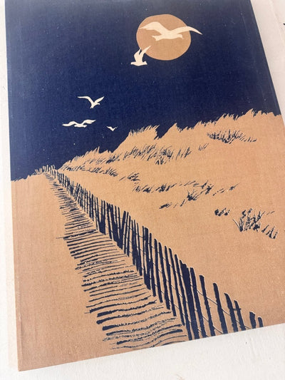 70s Marüshka Screen Print on Canvas - Diamonds & Rust