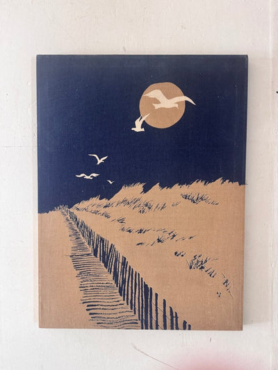 70s Marüshka Screen Print on Canvas - Diamonds & Rust