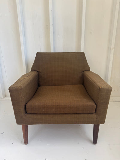 Danish Mid-Century Modern Armchair - Olive Green Tweed