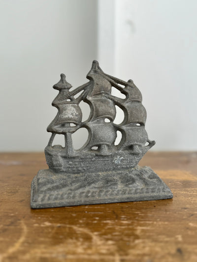 Vintage Aluminum Clipper Ship Book End