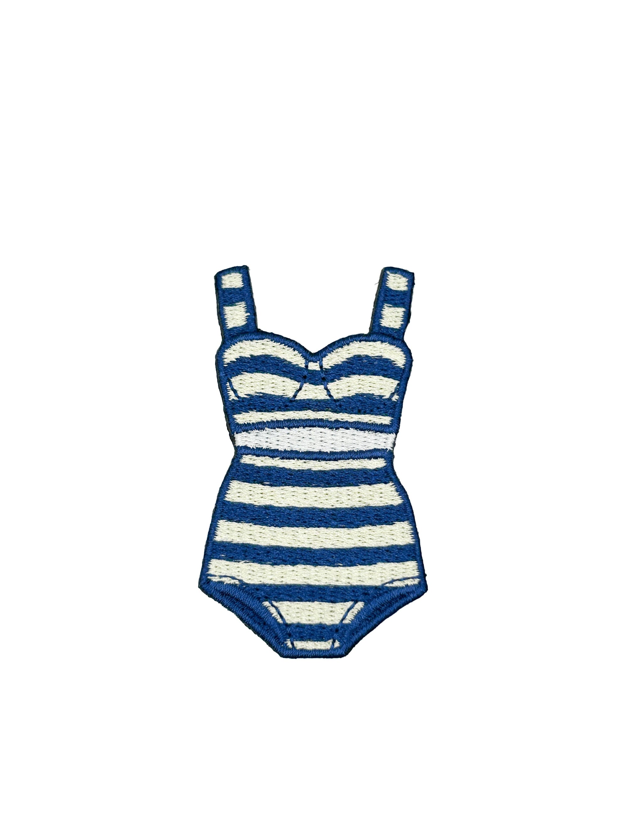 Preppy Striped Bikini Patch, Navy Cream Coastal Swimsuit