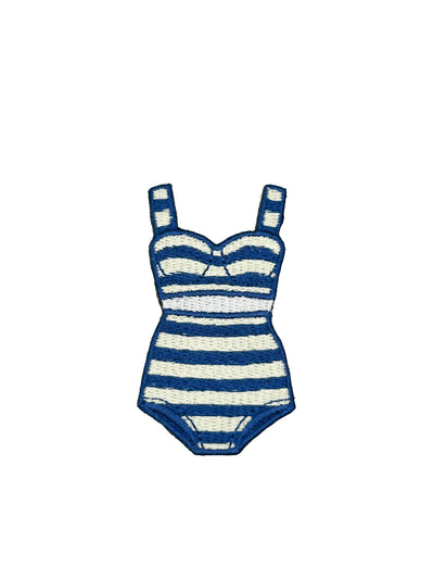 Preppy Striped Bikini Patch, Navy Cream Coastal Swimsuit