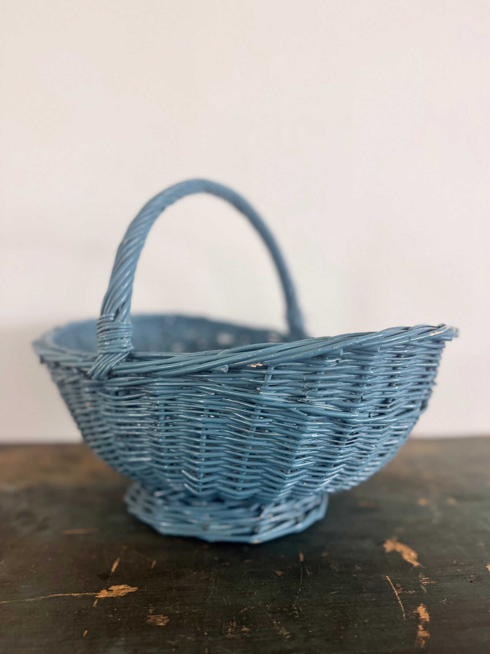 Vintage Woven Gathering Basket - Blue
